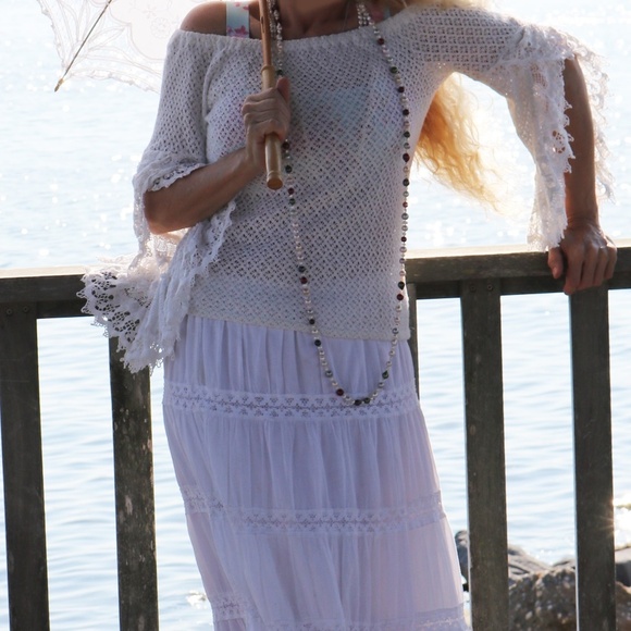 Enchanting Jen’s Pirate Booty for Free People Crochet White Top NWT - Picture 14 of 16